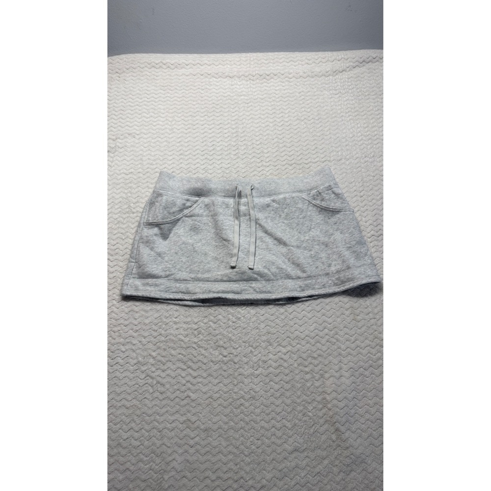 Hollister Womens Fleece Mini Skort Heather Gray Drawstring Pockets Size L